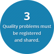 Quality problems must be registered and shared.