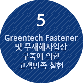 Greentech Fastener및 무재해사업장구축에 의한고객만족 실현.